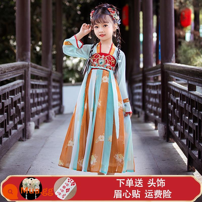 Hanfu Bé Trai Và Bé Gái Trang Phục Cổ Xưa 2023 Đồng Phục Học Sinh Trung Quốc Mới Cho Trẻ Em Trang Phục Biểu Diễn Tết Trung Thu Phong Cách Cổ Xưa Bộ Đồ Mùa Thu Siêu Cổ Tích - Ranhua-áo dài tay màu xanh dành cho nữ