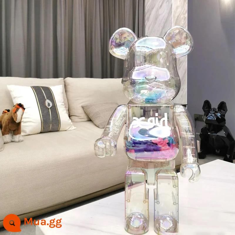 bearbrick1000% bạo lực gấu mạ điện trong suốt hạ cánh quá khổ trang trí phòng khách xây dựng gấu thủy triều chơi búp bê - Màu trắng trong suốt (cao 70CM)