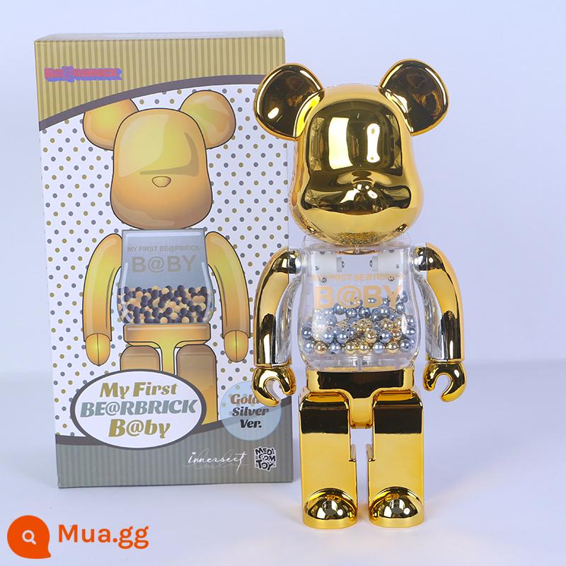 Bearbrick400% Bạo Lực Gấu Vật Trang Trí Đế Núi Rỗng Các Khối Xây Dựng Gấu Bầu Trời Đầy Sao Qianqiu Bắn Mực Phòng Khách Búp Bê Búp Bê - vàng