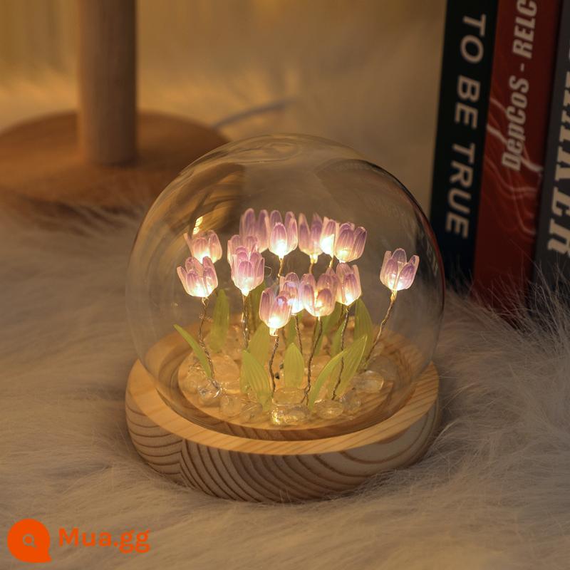 Đèn ngủ hoa tulip handmade DIY bó hoa quà tặng sinh nhật cho bé gái cao cấp người bạn thân nhất Ngày Phụ Nữ - Gói vật liệu DIY màu tím 9 miếng [loại pin] không có túi quà