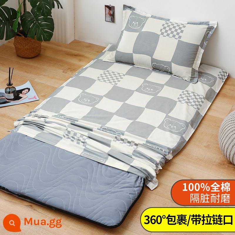 Áo Nệm Cotton Nguyên Chất Vỏ Chăn Ký Túc Xá Sinh Viên Đơn 90X200 Nệm Vỏ Chăn 190 Bọc Nệm Trọn Gói 0.9 - gấu bàn cờ