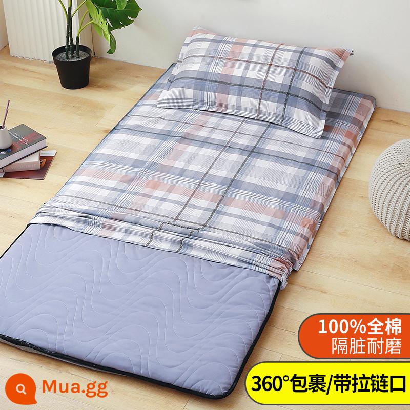 Áo Nệm Cotton Nguyên Chất Vỏ Chăn Ký Túc Xá Sinh Viên Đơn 90X200 Nệm Vỏ Chăn 190 Bọc Nệm Trọn Gói 0.9 - Lưới AINUO