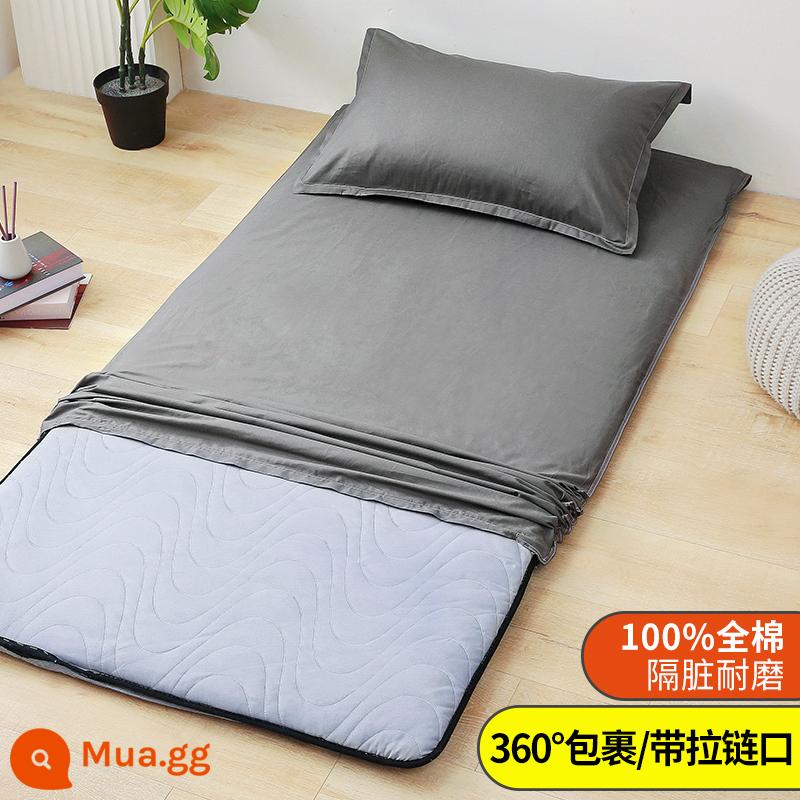 Áo Nệm Cotton Nguyên Chất Vỏ Chăn Ký Túc Xá Sinh Viên Đơn 90X200 Nệm Vỏ Chăn 190 Bọc Nệm Trọn Gói 0.9 - xám cao cấp