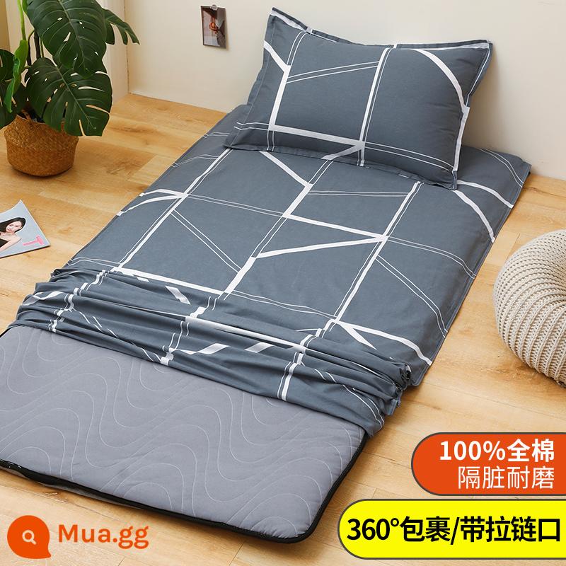 Áo Nệm Cotton Nguyên Chất Vỏ Chăn Ký Túc Xá Sinh Viên Đơn 90X200 Nệm Vỏ Chăn 190 Bọc Nệm Trọn Gói 0.9 - Đường cong thời trang toàn chữ A