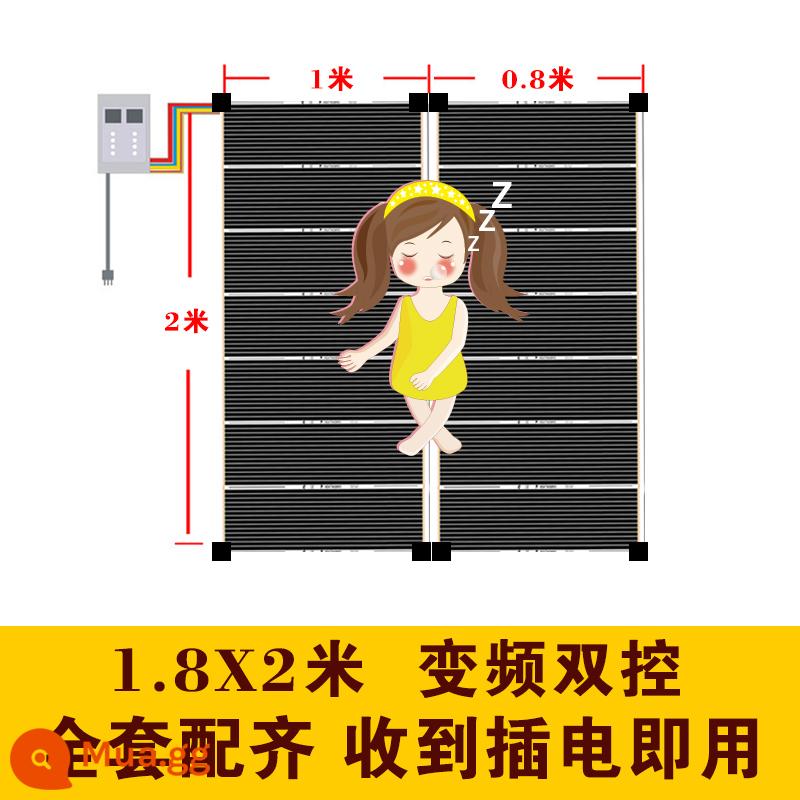 Phim sưởi ấm điện gia đình điện kang graphene sưởi ấm sàn tấm sưởi ấm sợi carbon sưởi ấm sàn điện in phòng tập yoga lắp đặt từ cửa đến cửa - Cắt đôi 1,8 * 2 mét + kiểm soát nhiệt độ + màng cách nhiệt