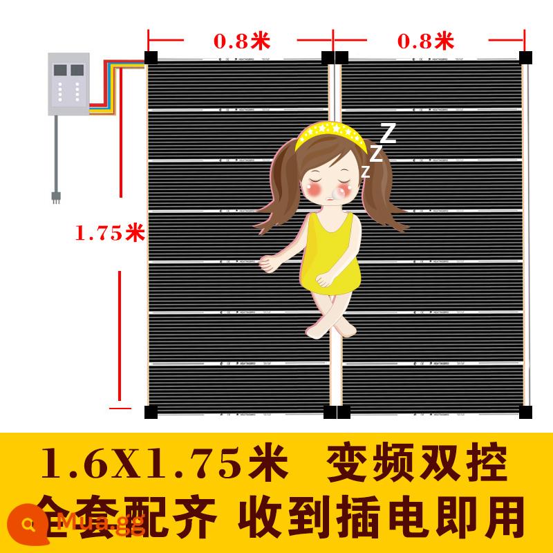 Phim sưởi ấm điện gia đình điện kang graphene sưởi ấm sàn tấm sưởi ấm sợi carbon sưởi ấm sàn điện in phòng tập yoga lắp đặt từ cửa đến cửa - Cắt đôi 1,6 * 1,75 mét + kiểm soát nhiệt độ + màng cách nhiệt