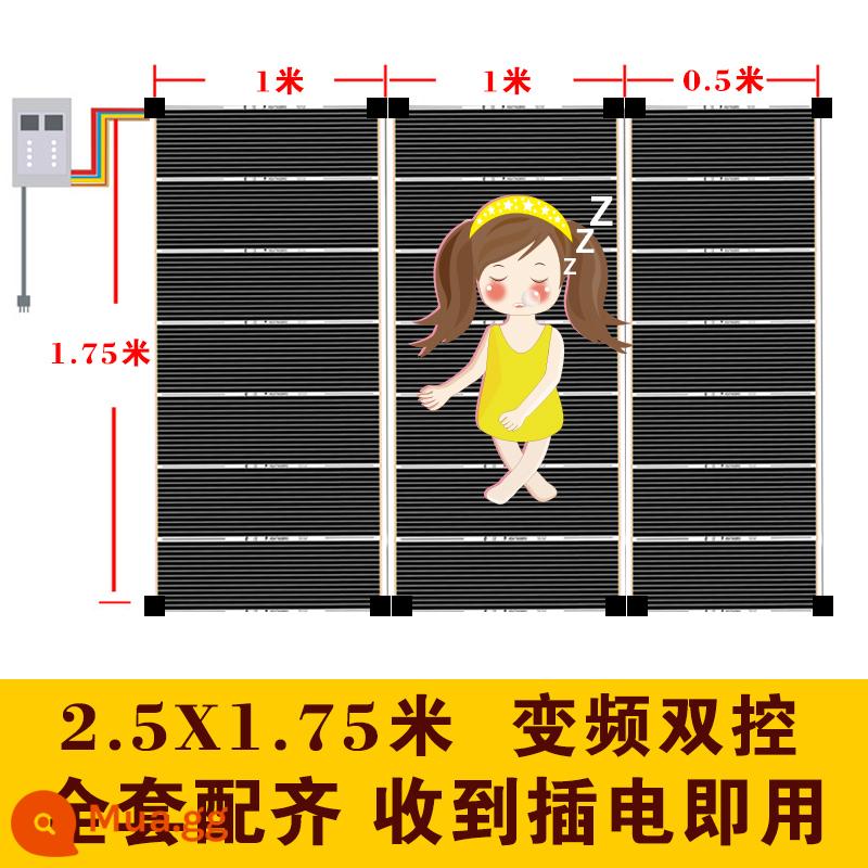 Phim sưởi ấm điện gia đình điện kang graphene sưởi ấm sàn tấm sưởi ấm sợi carbon sưởi ấm sàn điện in phòng tập yoga lắp đặt từ cửa đến cửa - Cắt đôi 1,75 * 2,5 mét + kiểm soát nhiệt độ + màng cách nhiệt