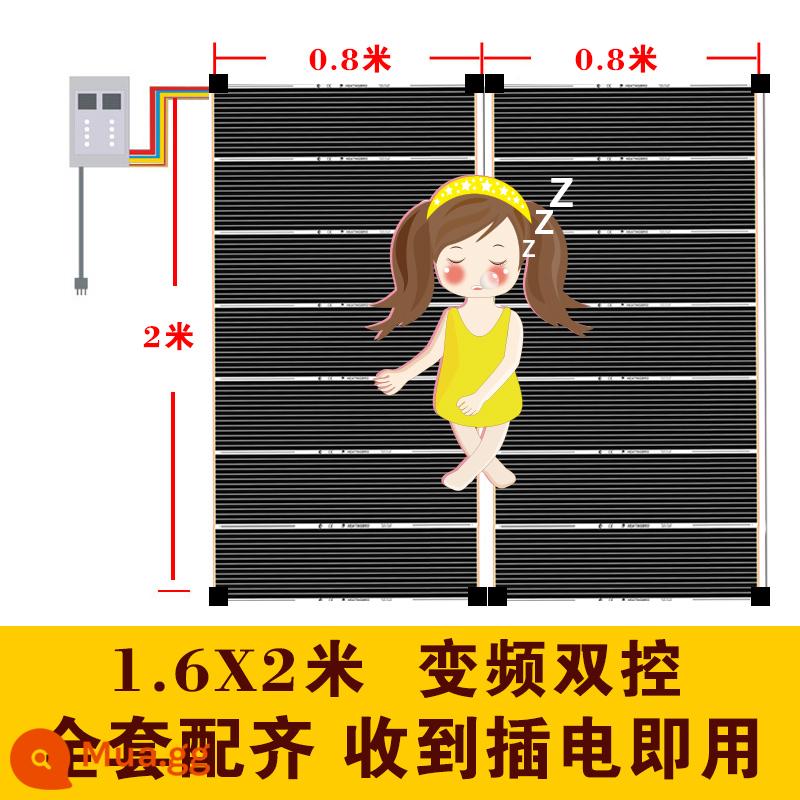 Phim sưởi ấm điện gia đình điện kang graphene sưởi ấm sàn tấm sưởi ấm sợi carbon sưởi ấm sàn điện in phòng tập yoga lắp đặt từ cửa đến cửa - Cắt đôi 1,6 * 2 mét + kiểm soát nhiệt độ + màng cách nhiệt