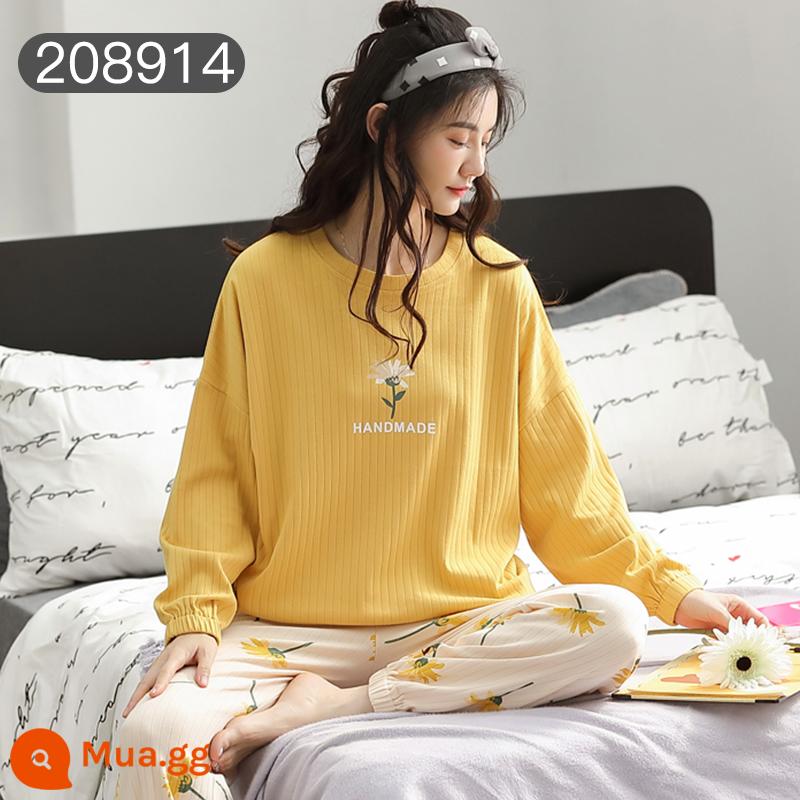 Bộ đồ ngủ Catman nữ cotton xuân thu quần dài tay có thể mặc bên ngoài Bộ đồ mặc ở nhà 100% cotton phong cách mới 2023 - Mùa xuân ấm áp hoa nở [bộ đồ dài tay 100% cotton]