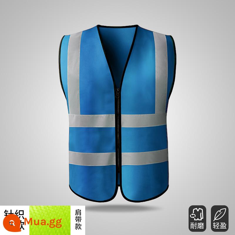 Áo vest an toàn phản quang quần áo giao thông công trường xây dựng vest vệ sinh huỳnh quang quần áo làm việc công nhân Huang Xiaxia nam tùy chỉnh - Khoản Vai-Hồ Xanh