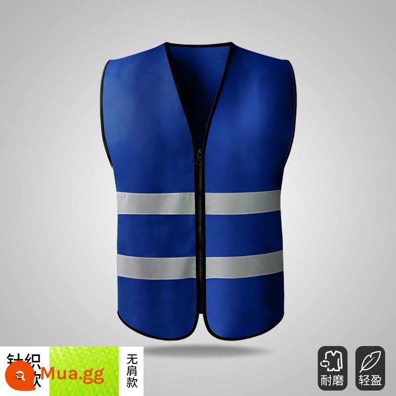 Áo vest an toàn phản quang quần áo giao thông công trường xây dựng vest vệ sinh huỳnh quang quần áo làm việc công nhân Huang Xiaxia nam tùy chỉnh - Kiểu dáng không vai - xanh đậm