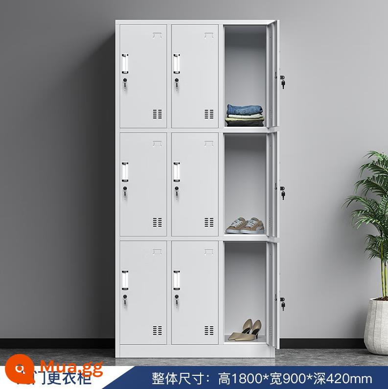 Tủ sắt nhân viên dày dặn tủ sắt locker có khóa tủ đựng đồ ký túc xá tủ đựng quần áo tủ bát đĩa tủ giày tủ nhiều cửa tủ - Chín cửa không cần lắp đặt