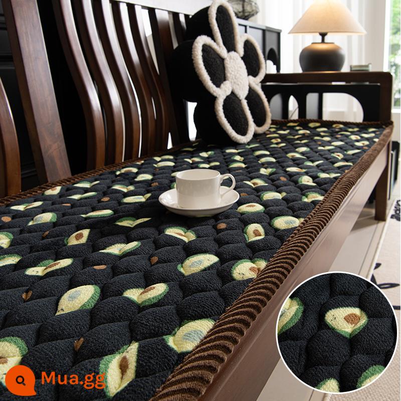 Mùa Đông Sang Trọng Dày Sofa Đệm Tùy Chỉnh Đơn Giản Chống Trơn Trượt Gỗ Gụ Gỗ Chắc Chắn Văn Phòng Đệm Ghế Sofa Da Thật Chính Hãng Da - trái bơ