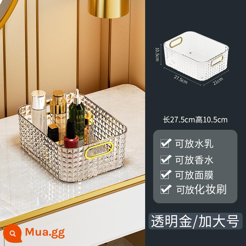 Ánh sáng sang trọng tủ gương hộp lưu trữ phòng trang điểm mặt nạ trong suốt cọ trang điểm lưu trữ bồn rửa trang điểm sản phẩm chăm sóc da giỏ lưu trữ - [Loại D] Bộ lưu trữ trên mặt bàn dung lượng lớn màu trắng mờ