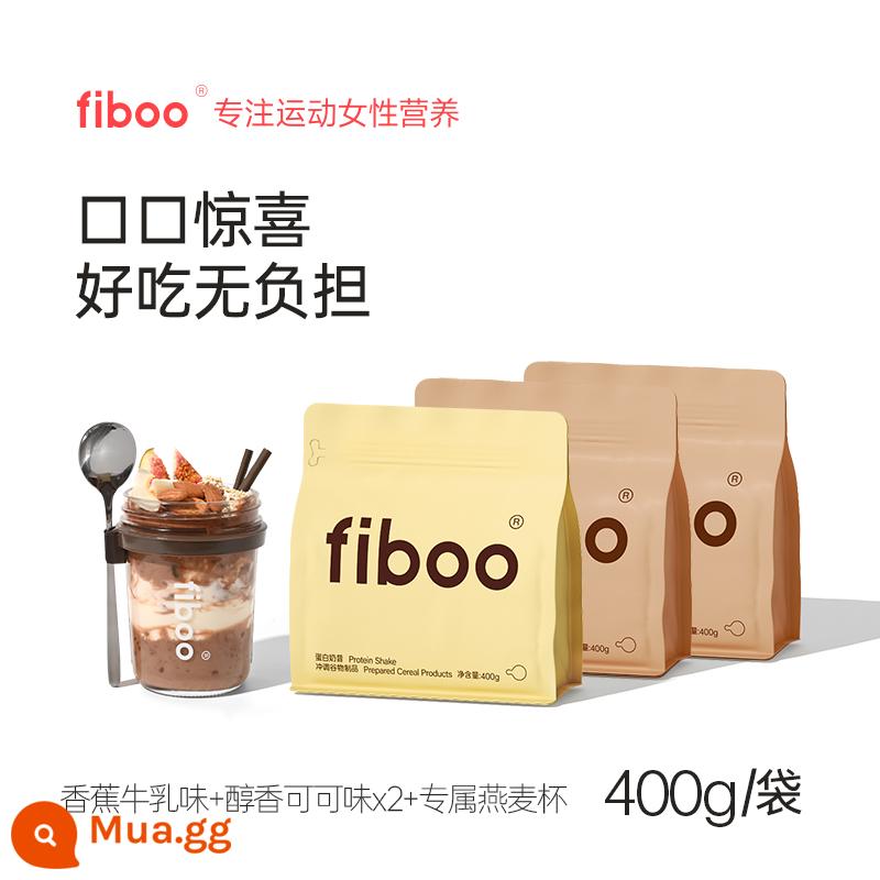 fiboo tin tức nóng hổi sữa lắc bữa sáng giàu protein thức ăn nhanh thức uống ủ chính thức uống bữa ăn thay thế sữa lắc bột dinh dưỡng no thực phẩm - [Vị cacao*2 túi + Vị chuối 1 túi] + Tặng 1 cốc sữa lắc