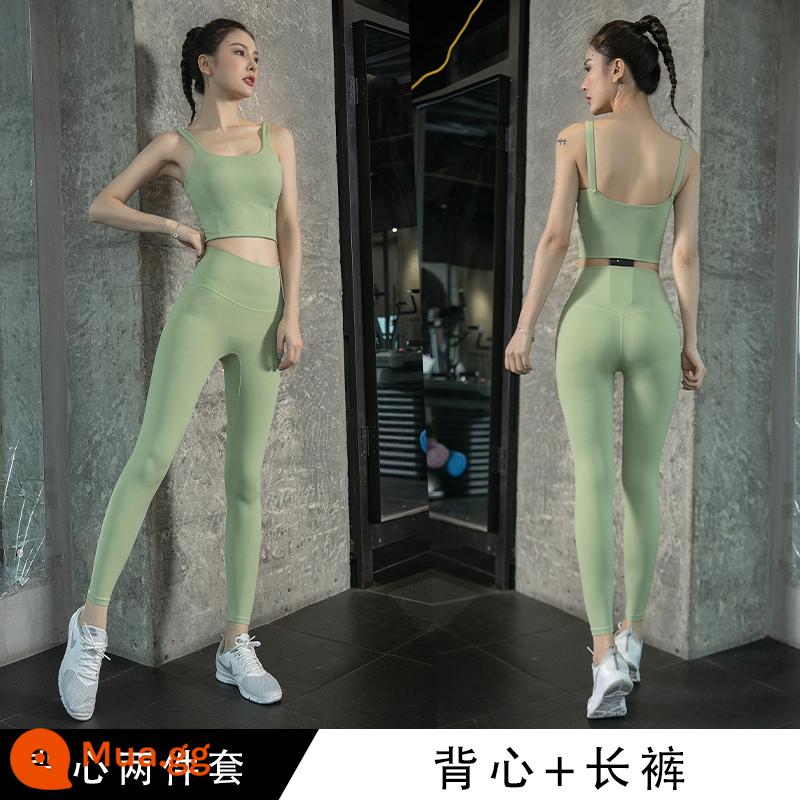 LULU Yoga Quần áo Huấn luyện Pilate Set Nữ 2022 MỚI VESS MỚI VID LOUDEVED RUNTER SITS - Áo xanh + quần xanh