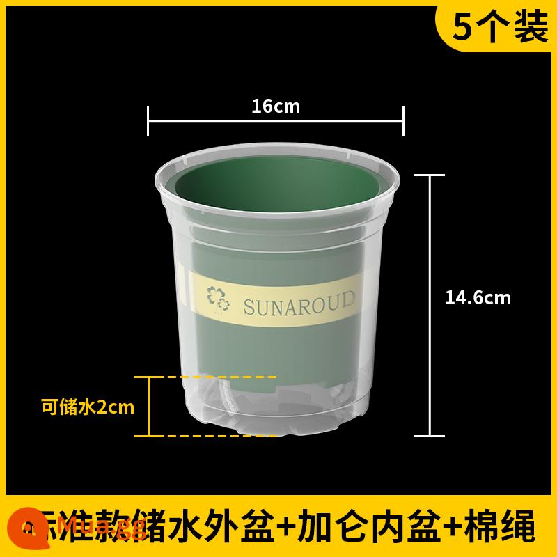 Cây sắn dây vàng tự động hút nước chậu hoa nhựa trong suốt gallon nồi nhà trong nhà chống thối rễ người lười trồng cây sắn dây vàng đặc biệt - Model tiêu chuẩn + chậu gallon (1 ngắn) + dây cotton [5 bộ]