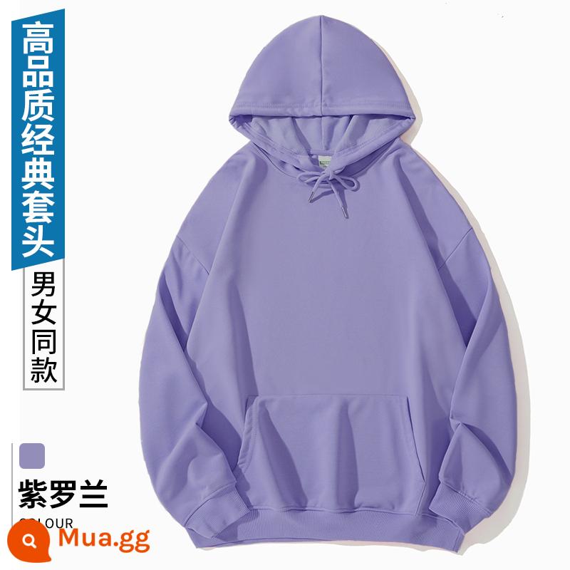 Áo nỉ in hình tùy chỉnh logo quần áo làm việc đồng phục đội DIY áo hoodie dài tay áo khoác quần áo mùa thu và mùa đông - ②-Tím