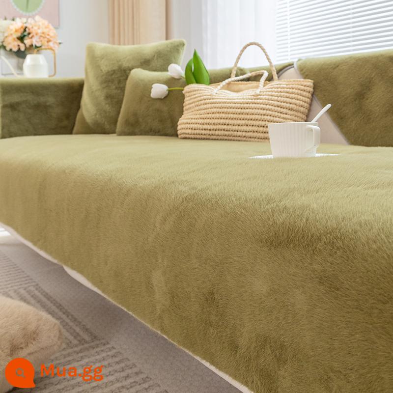 Cao cấp Milan chồn sang trọng dày ấm đệm sofa chống trơn trượt da thật chính hãng gỗ chắc chắn gỗ gụ đệm ghế sofa - Tuscany-Milan Mink-Bơ xanh