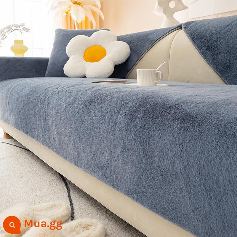 Cao cấp Milan chồn sang trọng dày ấm đệm sofa chống trơn trượt da thật chính hãng gỗ chắc chắn gỗ gụ đệm ghế sofa - Tuscany-Milan Mink-Haze Blue