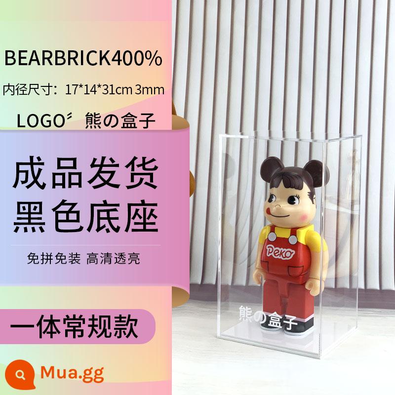 Bearbrick1000% Hộp Hiển Thị Bạo Lực Gấu Khối Xây Dựng Gấu Acrylic Trong Suốt Tích Hợp Hộp Bảo Quản Bụi - Hộp gấu đáy trắng 17*14*31cm 400% 3mm