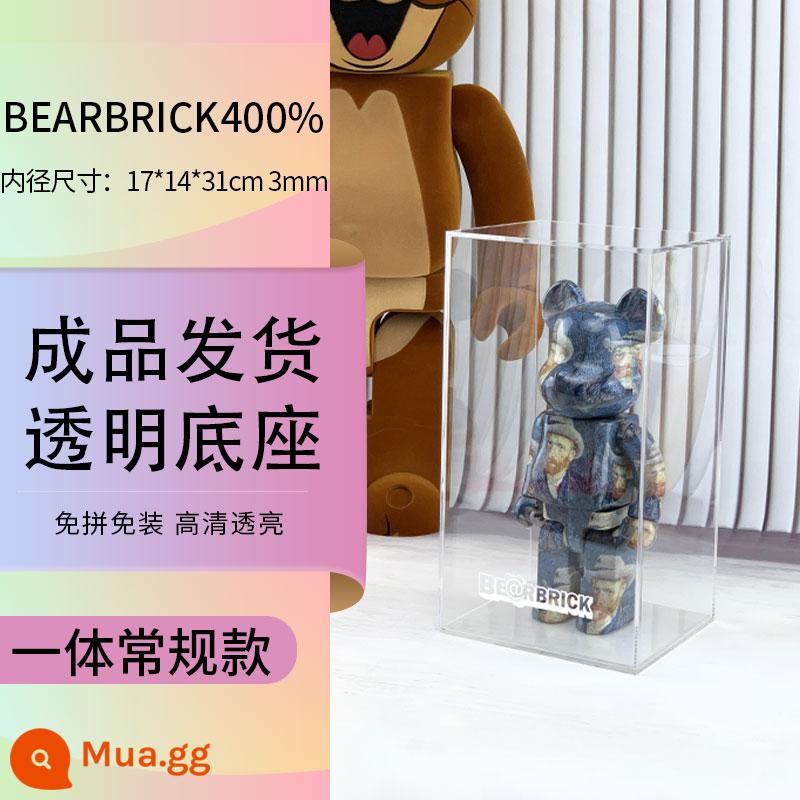 Bearbrick1000% Hộp Hiển Thị Bạo Lực Gấu Khối Xây Dựng Gấu Acrylic Trong Suốt Tích Hợp Hộp Bảo Quản Bụi - Gạch gấu đáy trong suốt 17*14*31cm400% 3mm