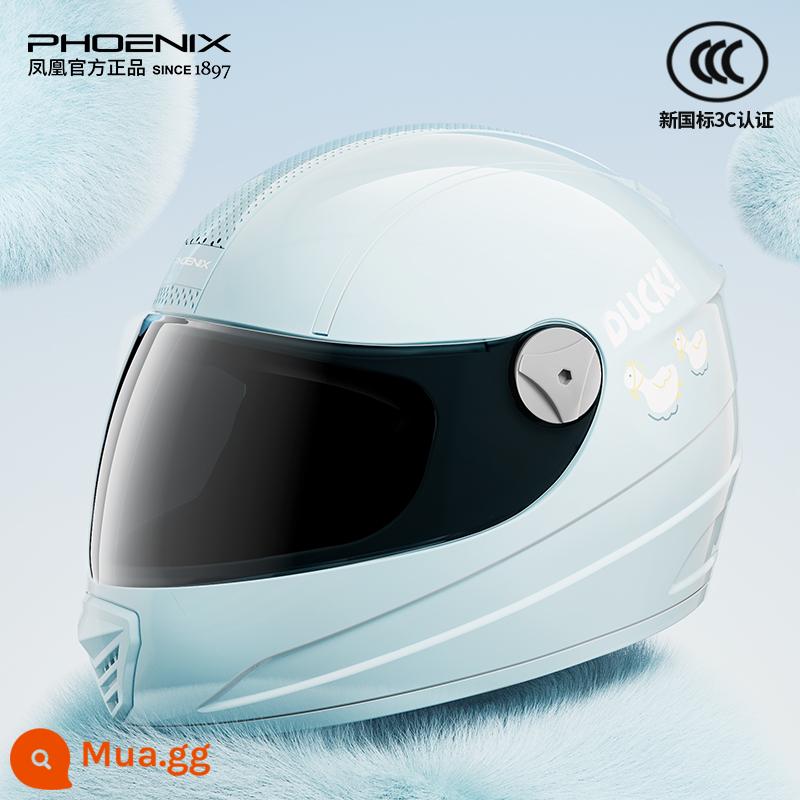 Phoenix 3C chứng nhận xe điện mũ bảo hiểm mùa đông nữ ấm áp bao gồm tất cả mũ bảo hiểm xe máy mũ bảo hiểm đầy đủ - Vịt xanh Haze [Kem chống nắng HD]