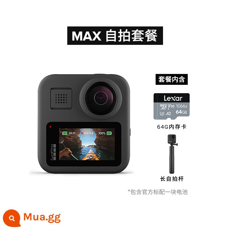 Camera thể thao toàn cảnh GoPro MAX lặn mô tô trượt tuyết chống nước màn hình màu HD camera vlog chống rung - Gói chụp ảnh tự sướng MAX