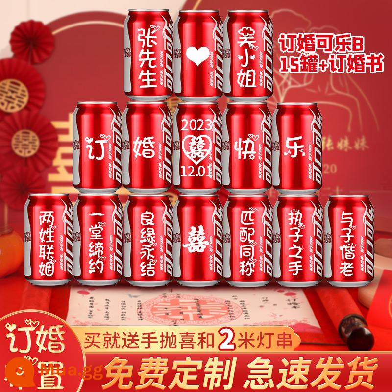 Đính hôn cola tùy chỉnh lon Coca-Cola tự làm chữ uống đính hôn trang trí lễ cưới bố trí bàn - [15 lọ ❤ + thư đính hôn] (nội dung và văn bản có thể thay đổi)