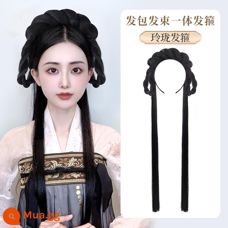 Trang phục cổ xưa Bộ tóc giả Hanfu một mảnh băng đô lười biếng trùm đầu theo phong cách cổ xưa tạo kiểu tóc cho người mới phù hợp với búi tóc - Bó tóc một mảnh tinh tế