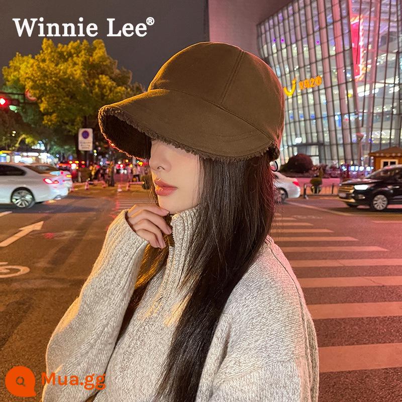 Winnie Lee Hat Hat Girl vào Autumn and Winter, lạnh -chống lạnh, ấm áp và nhung xe đạp đội bóng chày đa năng - Mẫu lưỡi vịt viền giữa nhung, màu nâu