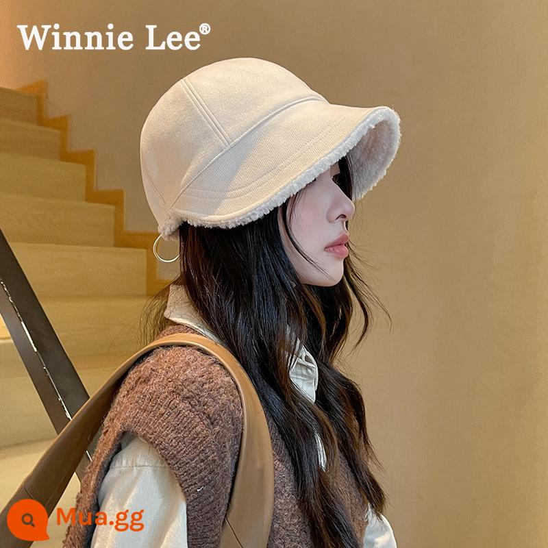 Winnie Lee Hat Hat Girl vào Autumn and Winter, lạnh -chống lạnh, ấm áp và nhung xe đạp đội bóng chày đa năng - Kiểu lưỡi vịt viền giữa nhung trắng