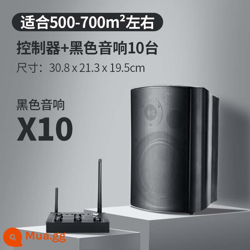 Âm thanh không dây treo tường Loa Bluetooth dành riêng cho cửa hàng bao quanh phòng ăn thanh thương mại phòng khiêu vũ phòng hội nghị - Bộ điều khiển nâng cấp + 10 loa màu đen