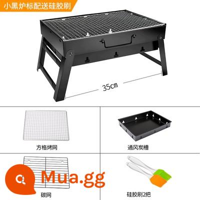 Lò nướng lò nướng gia dụng mỏ than nướng nướng ngoài trời lò nướng carbon nhỏ bộ đầy đủ bộ đồ nướng gấp lò nướng - Gói một kiểu không kéo (35*27) kiểu đôi