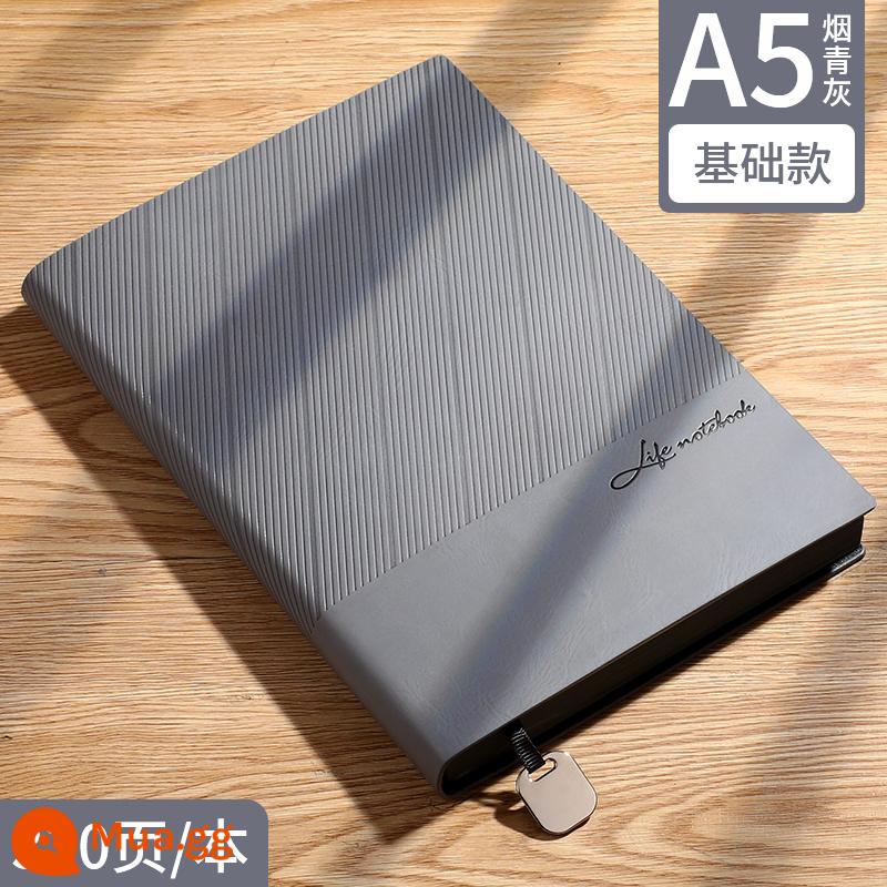 Sổ tay dày có logo tùy chỉnh văn phòng kinh doanh 2023 notepad sổ ghi chép hội nghị công việc a5 phong cách cổ điển có giá trị cao màu trơn da mềm nhật ký đơn giản cuốn sách cao cấp tinh tế làm theo yêu cầu - Xám Xanh Khói [Dày 320 trang]