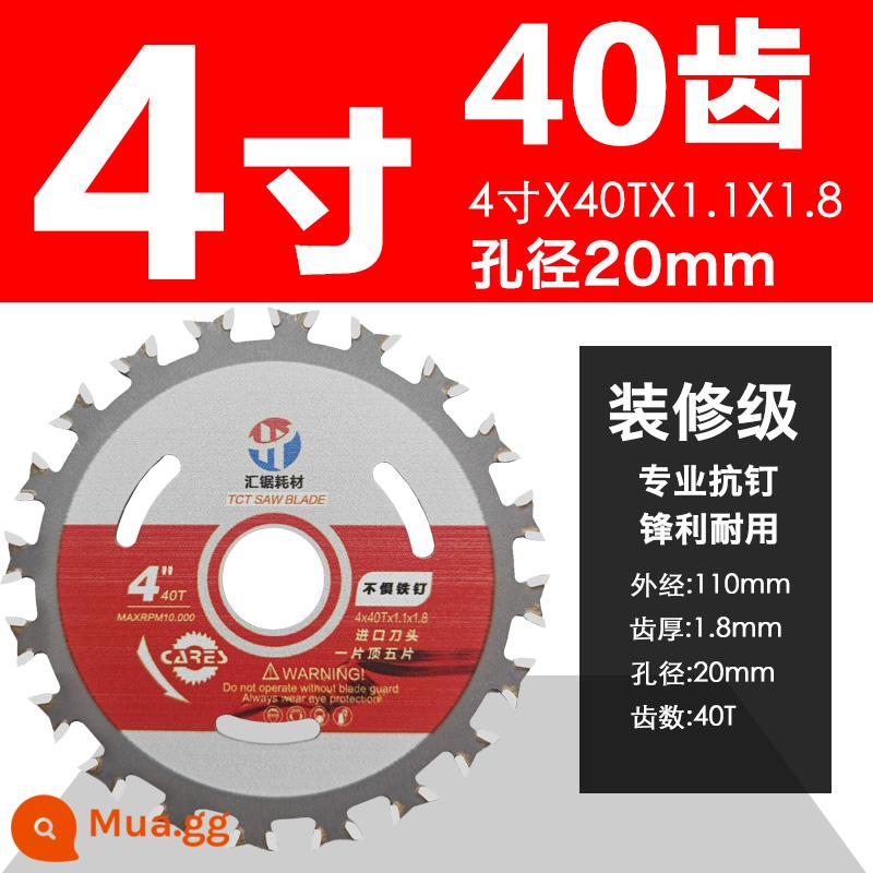 Lưỡi cưa thợ mộc Máy cưa điện lithium Máy cưa tròn 4 inch 5 inch 5,2 inch 5,5 inch 6 inch Lưỡi cắt gia dụng chống đinh - Đầu cắt hai chiều 4 inch 20 lỗ 40 răng [đường kính 110]-loại nhập khẩu