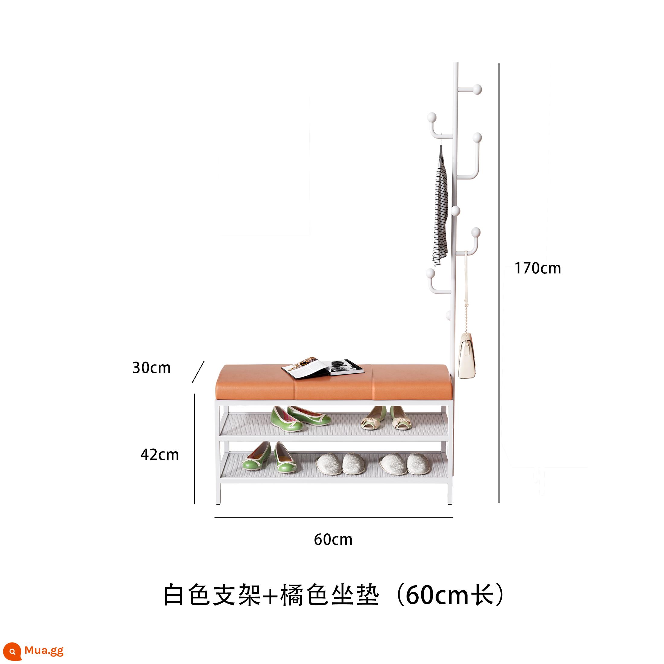 Ánh sáng sang trọng nhà thay giày phân móc treo móc áo một cửa nhà hẹp giày giá áo giá kết hợp tủ giày móc áo hạ cánh - Kệ trắng + da cam (60*30*170)