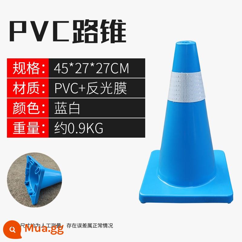 Hình nón đường bằng cao su PVC hình nón phản quang thùng kem không có chướng ngại vật đỗ xe cột cảnh báo hình tam giác an toàn Mẫu hình nón kem - Nón đường nhựa PVC 45CM xanh da trời