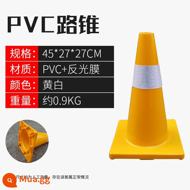 Hình nón đường bằng cao su PVC hình nón phản quang thùng kem không có chướng ngại vật đỗ xe cột cảnh báo hình tam giác an toàn Mẫu hình nón kem - Nón đường PVC 45CM màu vàng