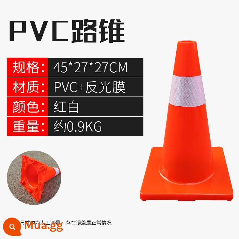 Hình nón đường bằng cao su PVC hình nón phản quang thùng kem không có chướng ngại vật đỗ xe cột cảnh báo hình tam giác an toàn Mẫu hình nón kem - Nón đường PVC 45CM màu đỏ