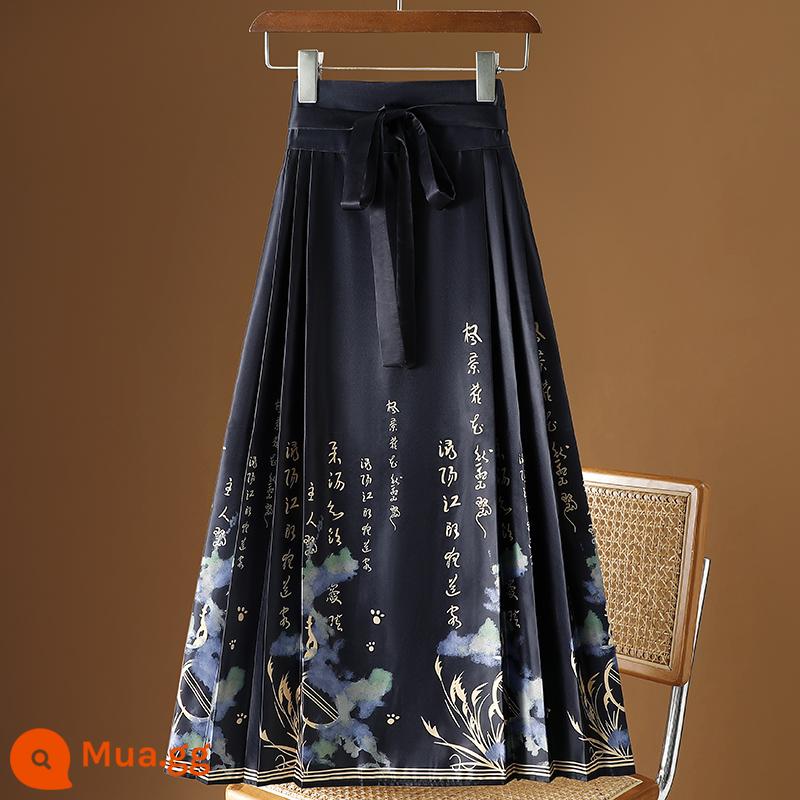 Váy Hanfu cải tiến phong cách Trung Quốc mới dành cho nữ mùa xuân thu đông 2024 phong cách mới Bộ đồ chúc mừng năm mới Váy mặt ngựa đỏ năm mới - 2122 màu đen