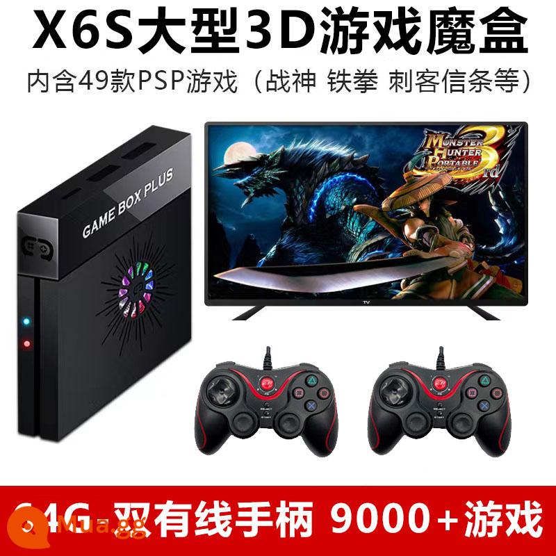 Máy chơi game tay cầm tại nhà kết nối với tivi 3D box psp hoài cổ FC HD 4k King of Fighters đua xe God of War - [Phiên bản hàng đầu X6S]-64G+Bộ điều khiển có dây kép