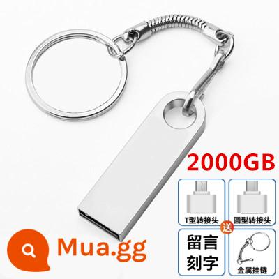 Đĩa U tốc độ cao 128g dung lượng lớn USB3.0 máy tính điện thoại di động sử dụng kép 512G sinh viên kim loại ổ đĩa flash USB 2000g - Trắng E9 3.0 Bạc 2TB