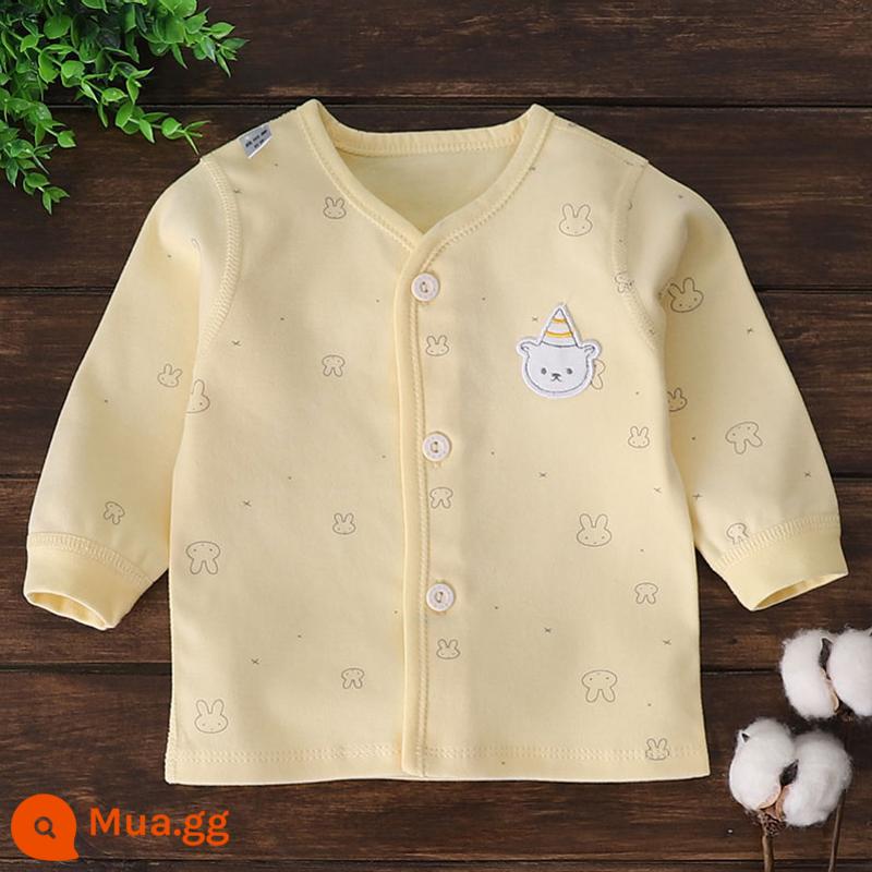 Bé Sơ Sinh Quần Lót Top Nguyên Chất Cotton Xuân Thu Đông Thu Đông Quần Áo Vệ Sinh Quần Folio Đơn Mảnh Lớp Đế Bộ Đồ Ngủ Mới - C2 đầu thỏ nhỏ màu vàng