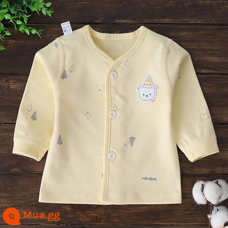 Bé Sơ Sinh Quần Lót Top Nguyên Chất Cotton Xuân Thu Đông Thu Đông Quần Áo Vệ Sinh Quần Folio Đơn Mảnh Lớp Đế Bộ Đồ Ngủ Mới - C2 rừng nhỏ màu vàng