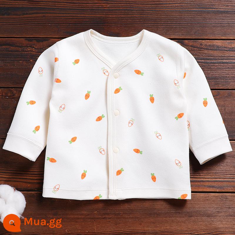 Bé Sơ Sinh Quần Lót Top Nguyên Chất Cotton Xuân Thu Đông Thu Đông Quần Áo Vệ Sinh Quần Folio Đơn Mảnh Lớp Đế Bộ Đồ Ngủ Mới - 1101 Cà Rốt Cười Cao Cấp Thư Dung