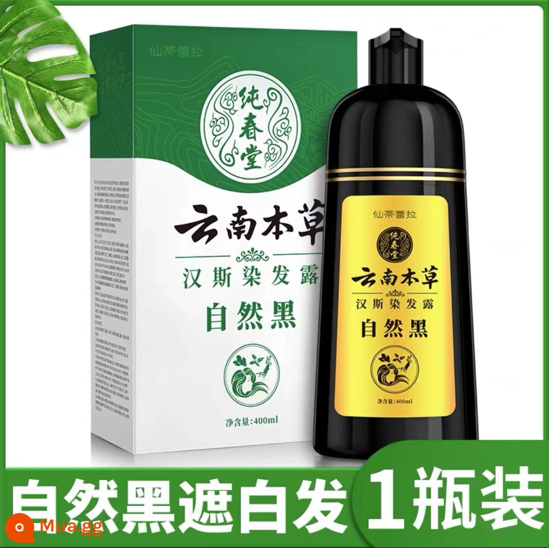 Thuốc nhuộm tóc đen một lần gội, thuốc nhuộm tóc bong bóng nguyên chất từ ​​thực vật, dành cho nam và nữ, tự nhiên, không gây kích ứng, tại nhà - Vân Nam Materia Medica Natural Black 1 chai 400ml free 30ml