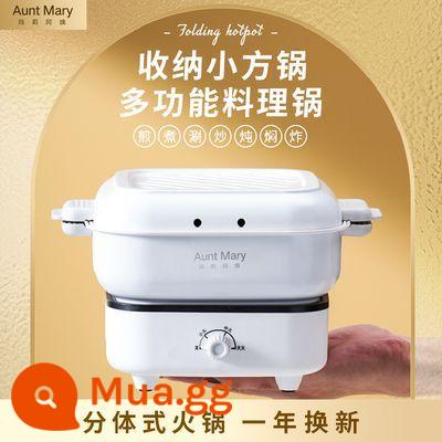 Dì Mary Di Động Nồi Hầm Điện Mini Đa Năng Sức Khỏe Gia Đình Hầm Cháo Nấu Lẩu Chống Dán Đáy Nồi - Ngọc trai trắng