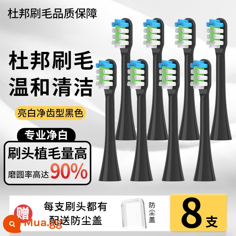 Thích hợp cho bàn chải đánh răng điện Đầu bàn chải LMN của Đức L1L2L1-TZ đầu bàn chải màu trắng chắc chắn Đầu bàn chải thay thế đa năng Curtis - [Loại Răng Trắng Sáng] Đen 8 chiếc