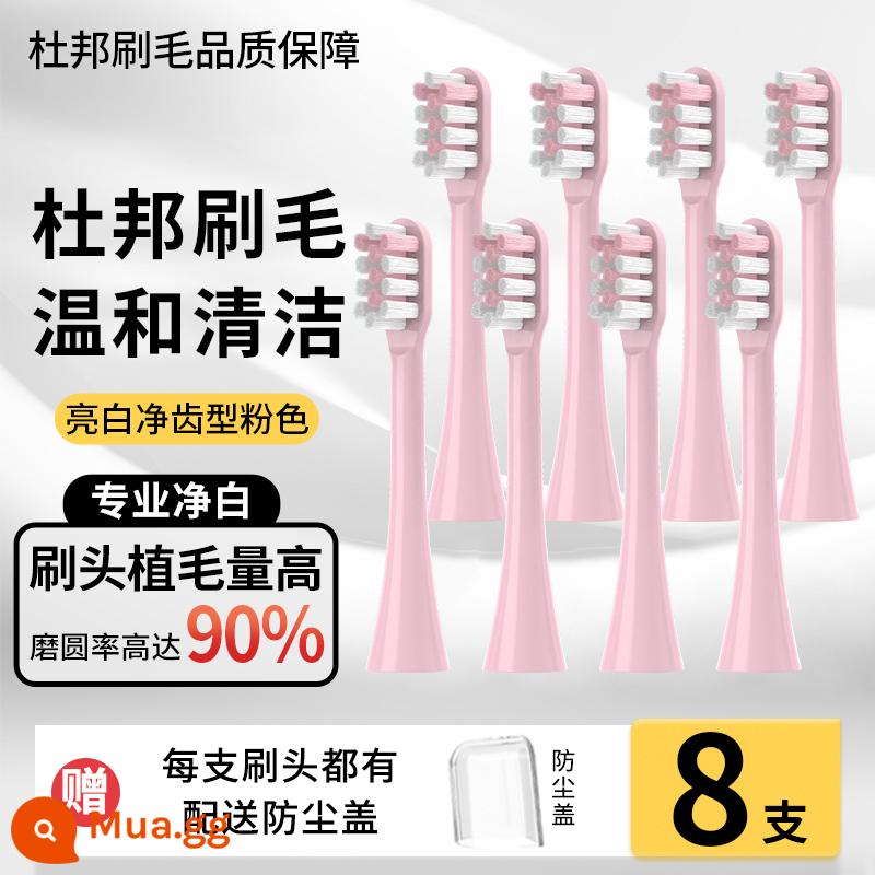 Thích hợp cho bàn chải đánh răng điện Đầu bàn chải LMN của Đức L1L2L1-TZ đầu bàn chải màu trắng chắc chắn Đầu bàn chải thay thế đa năng Curtis - [Chất Làm Sạch Răng Trắng Sáng] Hồng 8 Gói